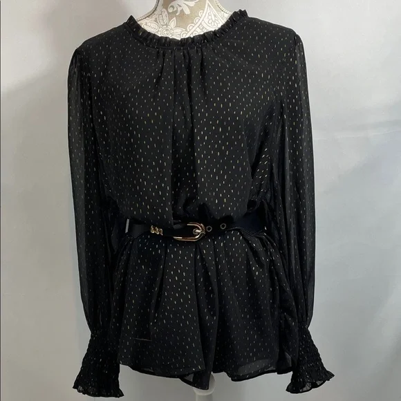 Cynthia Rowley Black and Gold Blouse size 3x - Picture 5 of 6